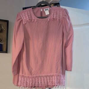 Vintage Pink Lace Detail Trim 2-Piece Dress